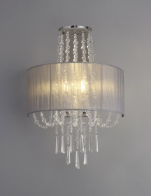 Freida Polished Chrome-Grey Crystal Wall Lights Diyas Shaded Wall Lights Freida Polished Chrome-Grey Crystal Wall Lights Diyas Shaded Wall Lights